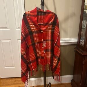 Plaid Red and Black Buttoned Wrap